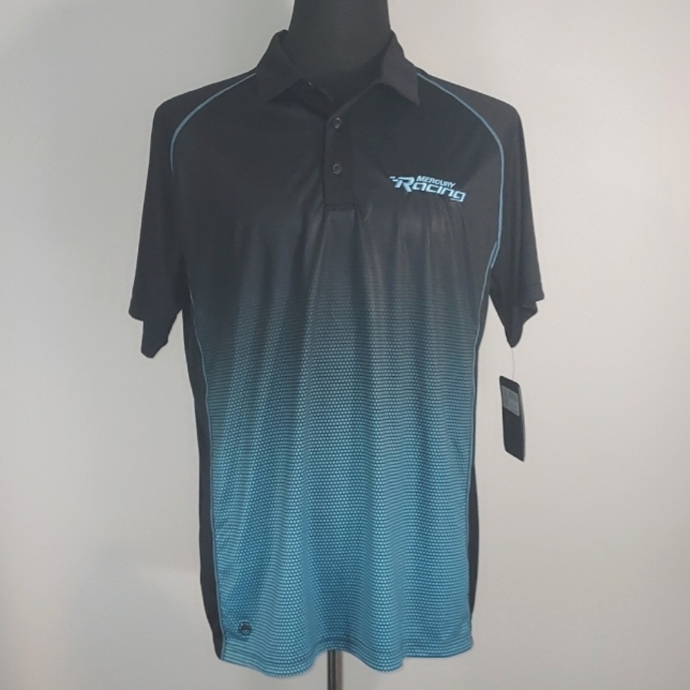 Stormtech Performance GTP-2 Blue Black Mercury Racing S/S Polo Shirt Size Large